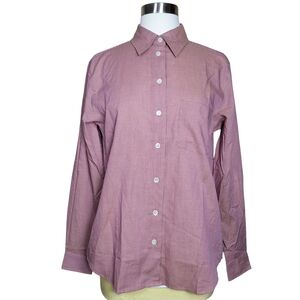 Talbots Red White Checkered Plaid Preppy Academia Office Button-Up Shirt Size 6